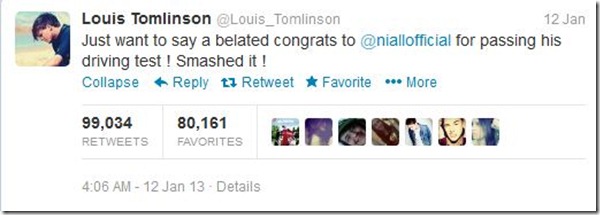 Louis Tomlinson tweeted Niall Horan car crash